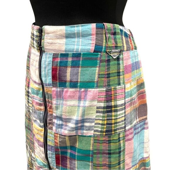 𝅺morrissey Y? Patchwork Zip Front Plaid Mini Skirt Sz 14 - Picture 6 of 14